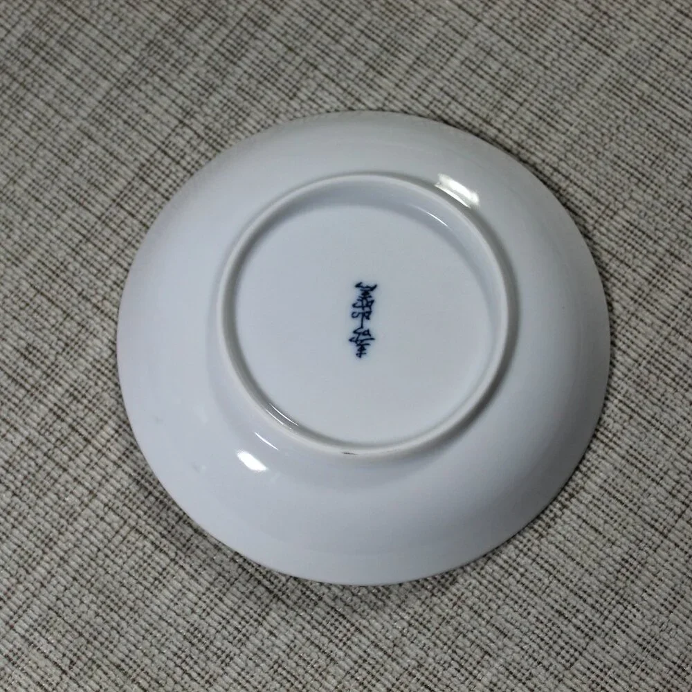 Set of 6 Asahi Japanese Elegant Ceramic Blue Small Dessert Plates 4.75